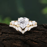 Bohemian Heart 3-Prong Heart Cut Moissanite Stacking Ring